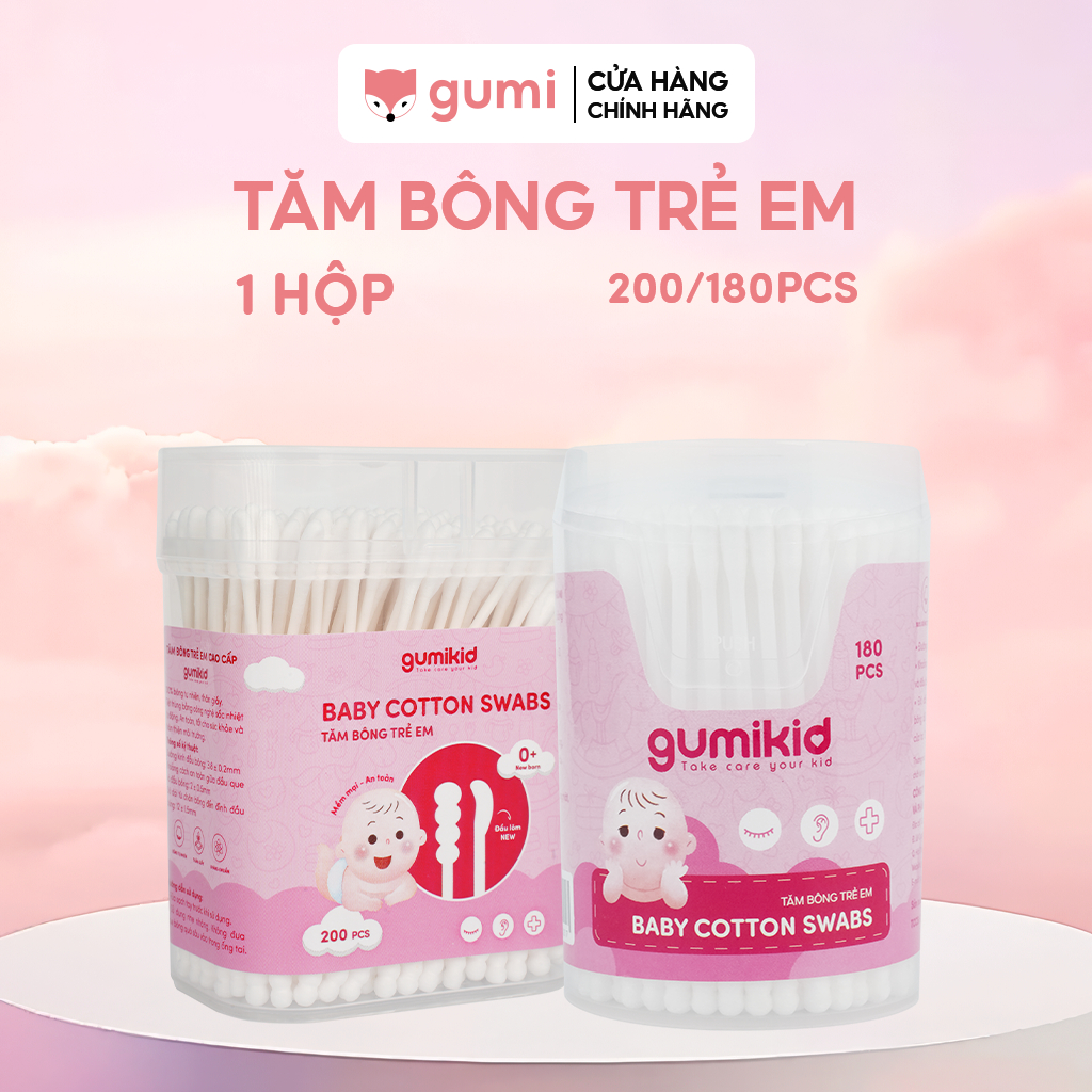 Gumi 180 ชิ้น สําลีสําลีธรรมชาติสําหรับทารกแรกเกิดและเด็ก
