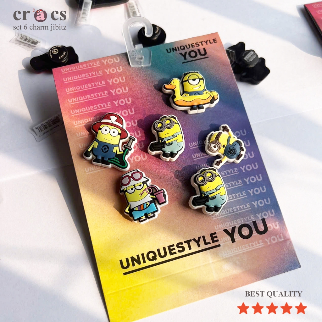 SET 6 CHARM MINION ชุดสติ๊กเกอร์ Jibbitz แท้ 6 ชิ้น