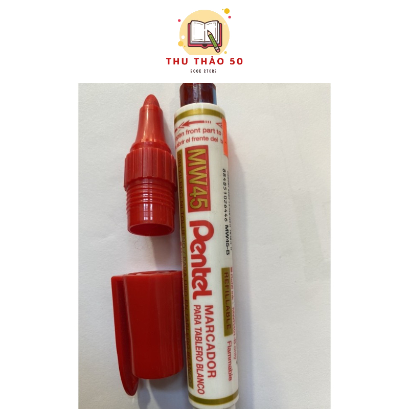[ 1 ชิ้น ] ปากกาไวท์บอร์ดลบได้ Pentel MW45 และเครื่องหมายปิดหมึกได้ง่าย.- Thu Tax Stationery