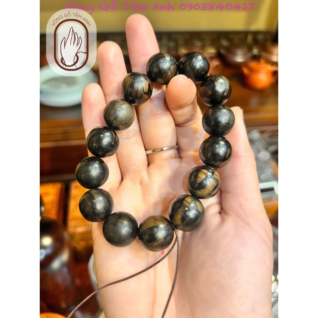 สร้อยข้อมือฮวงจุ้ย Mutant Ebony - ไม้หายาก - ตลอดชีพ - ประเภท VIP 16mm