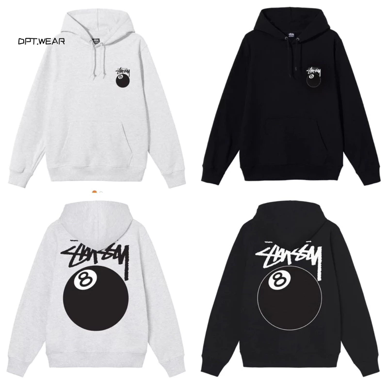 เสื้อฮู้ด Stussy 8 Ball ทําจากผ้าสักหลาดผ้าฝ้ายคุณภาพสูงหนา