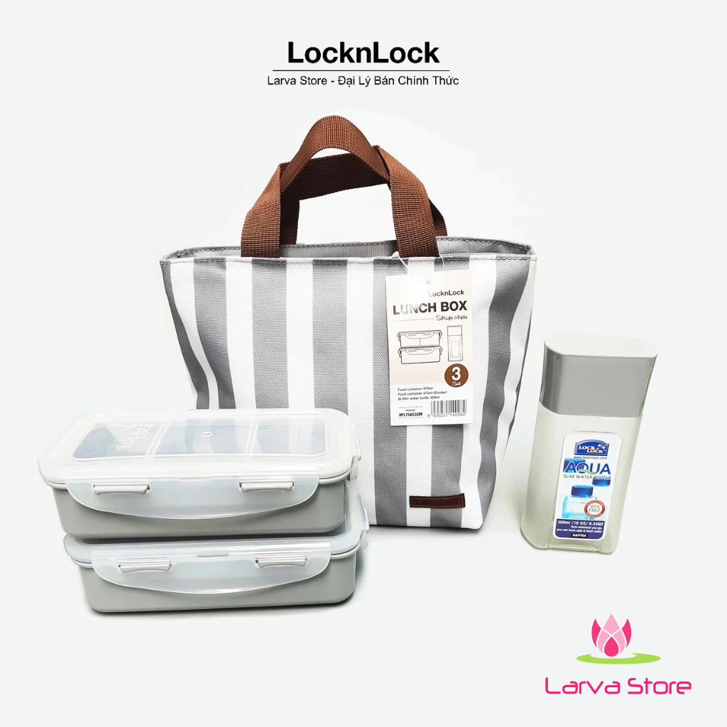 [Lock &amp;Lock ] Locknlock Lunchbox HPL758S3 Stripe Bag - Larva Store