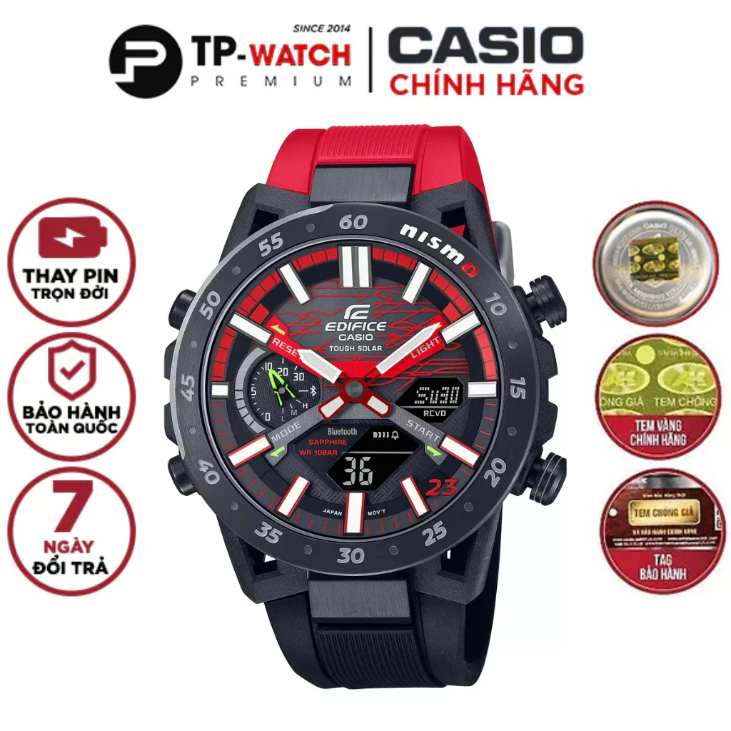 Casio Edifice ECB-2000NIS-1A Nismo Bluetooth Plastic Strap Mens Watch | ECB-2000NIS-1ADR กระจกแซฟไฟร
