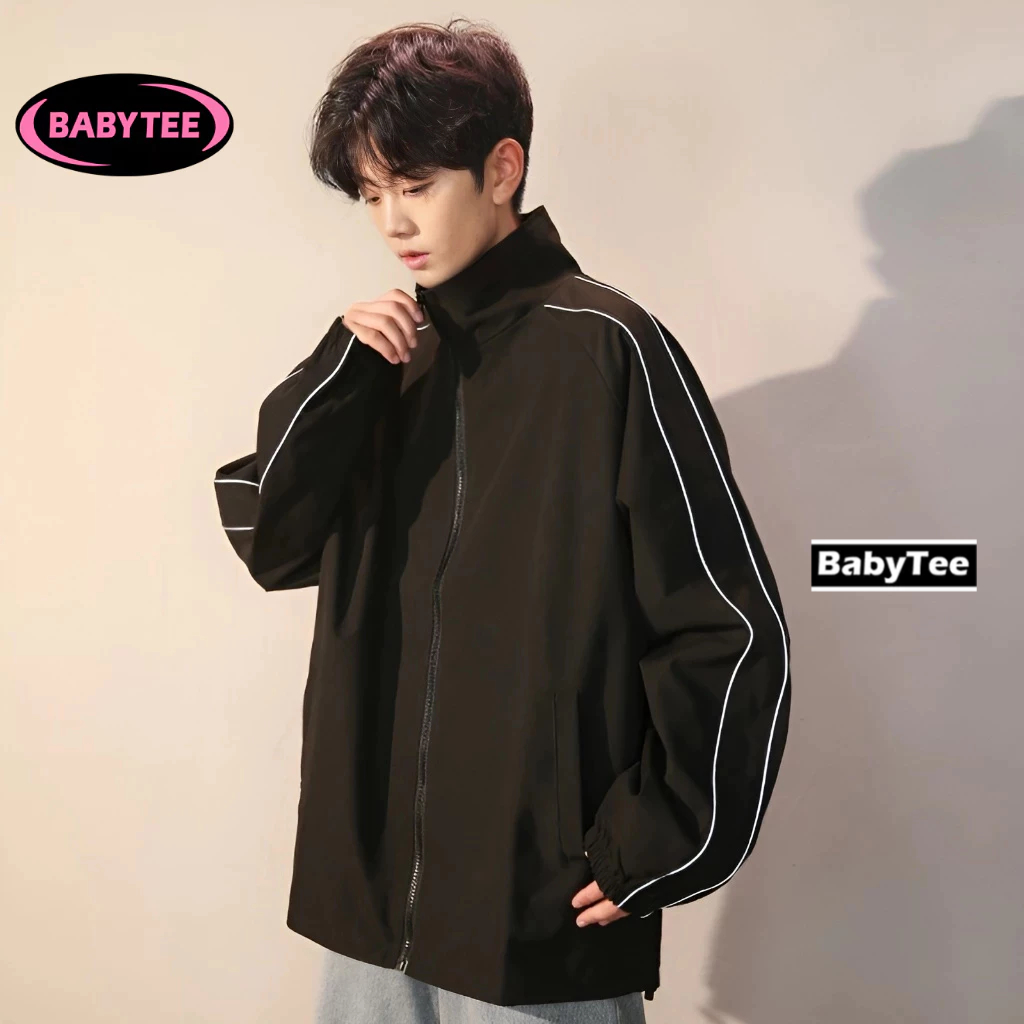 เสื้อแจ็คเก็ตร่มชูชีพลายมือสําหรับผู้ชายและผู้หญิง ไม่จํากัดเพศ ร่มชูชีพ 2 ชั้นเย็น ออลจัง ที่รัก หลวมยืนปกเครื่องบินทิ้งระเบิดแจ็