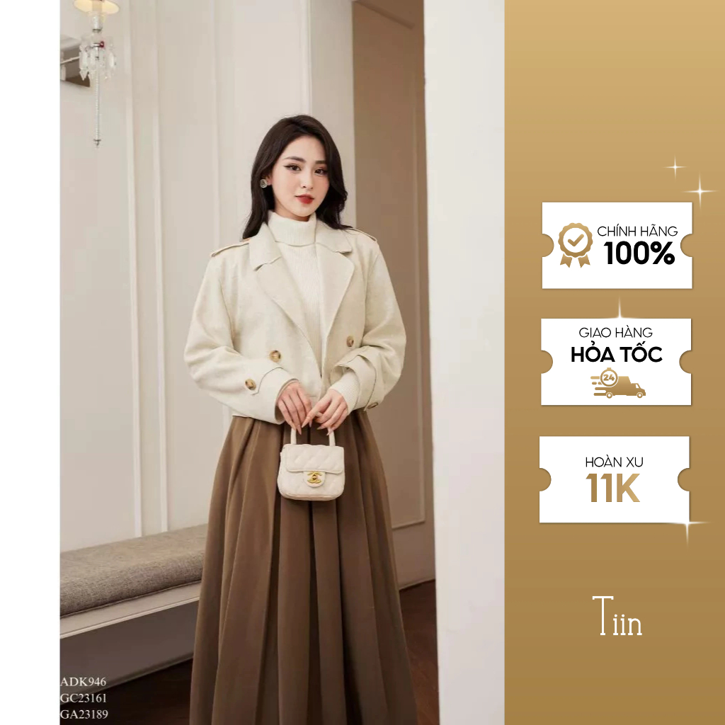ชุดราตรีสั้นคอปกไหล่และแขน Tiin Store ADK946