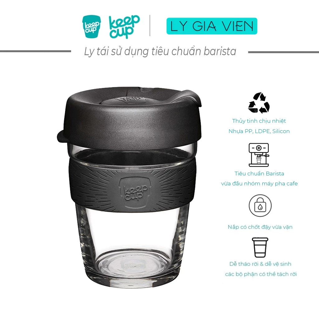 ถ้วยแก้ว KeepCup Brew 12oz BLACK รหัสสินค้า BBLA12