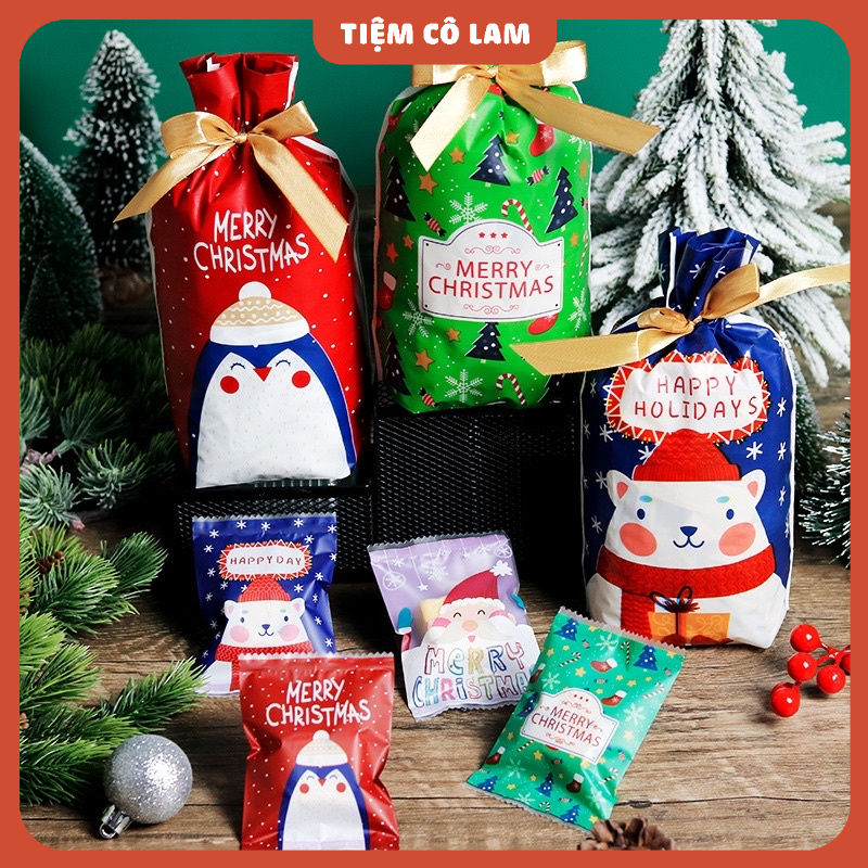 [15x23ซม.] กระเป๋าหูรูดสําหรับใส่ถุงเท้าเป็นของขวัญคริสต์มาส