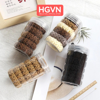 Hộp 12 Dây Thun Buộc Cao Su Không Đường May HGVN Chun Cột Tóc Đuôi Ngựa Cao Cấp Phong Cách Hàn Mẫu 2025 Dành Cho Nữ