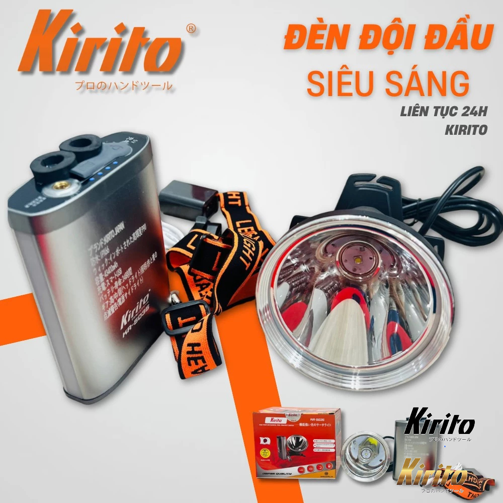 หัวไฟฉาย Kirito สว่างเป็นพิเศษของญี่ปุ่นสว่างขึ้น 24 ชั่วโมงต่อเนื่อง กันน้ํา ip67 มาตรฐาน TMART SHO