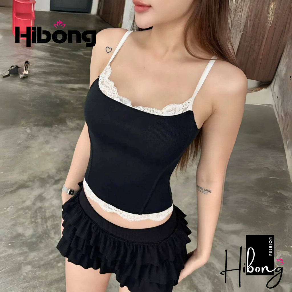 เสื้อถักโครเชต์ลูกไม้ยางเซ็กซี่สําหรับผู้หญิงเสื้อยืดเข้ารูปที่สวยงาม - ฮิบ้อง