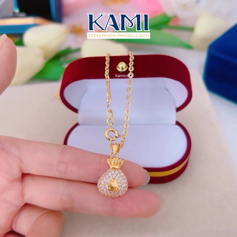 สร้อยคอโซ่ขนาดเล็กพร้อมจี้ถุงเงิน KAMI เครื่องประดับขายส่ง DX1.MT311
