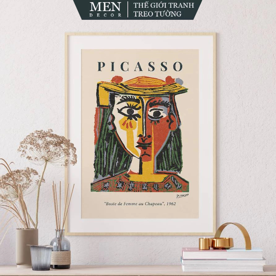 ภาพวาดติดผนัง พิมพ์ Pablo Picasso โปสเตอร์นิทรรศการ Picasso พิมพ์ขออัพออน มาพร้อมเล็บแขวนภาพ