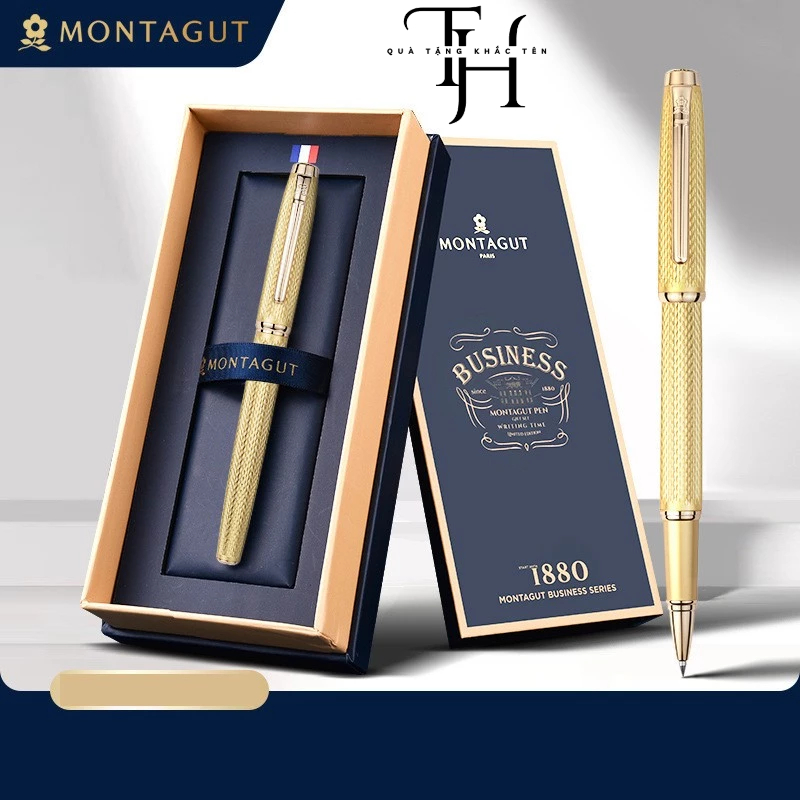 ปากกาลายเซ็นระดับพรีเมียม Montagut ลายโลหะคุณภาพสูงแท้ เป็นของขวัญหรือของขวัญ SIGNATURE PEN ENGRAVED