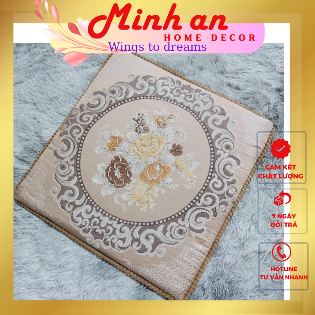 เบาะรองนั่งเก้าอี้ Kt 55*55 เสื่อเก้าอี้ไม้ MINH AN HOME DECOR เบาะโซฟาลาย