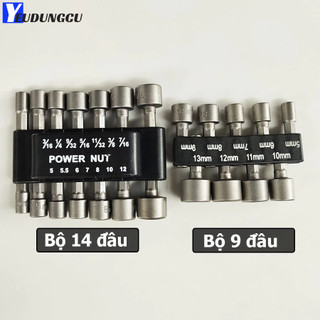 Bộ đầu khẩu lắp nhanh cho khoan vặn vít YDC - 9 đầu và 14 đầu tuýp chân lục giác cỡ từ 5 -13mm