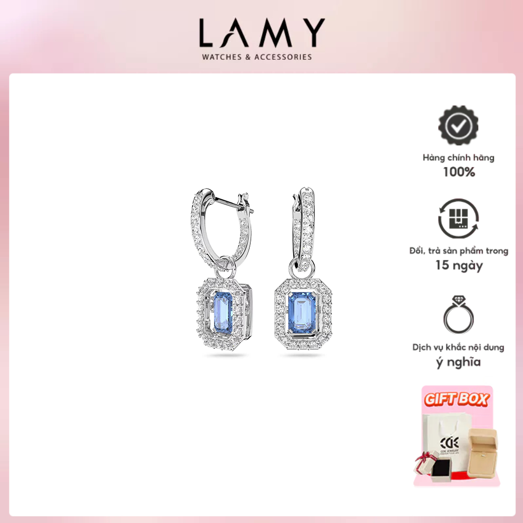 ต่างหูผู้หญิง LAMY Blue Millenia Drop Octagon Cut Silver ต่างหู 3075