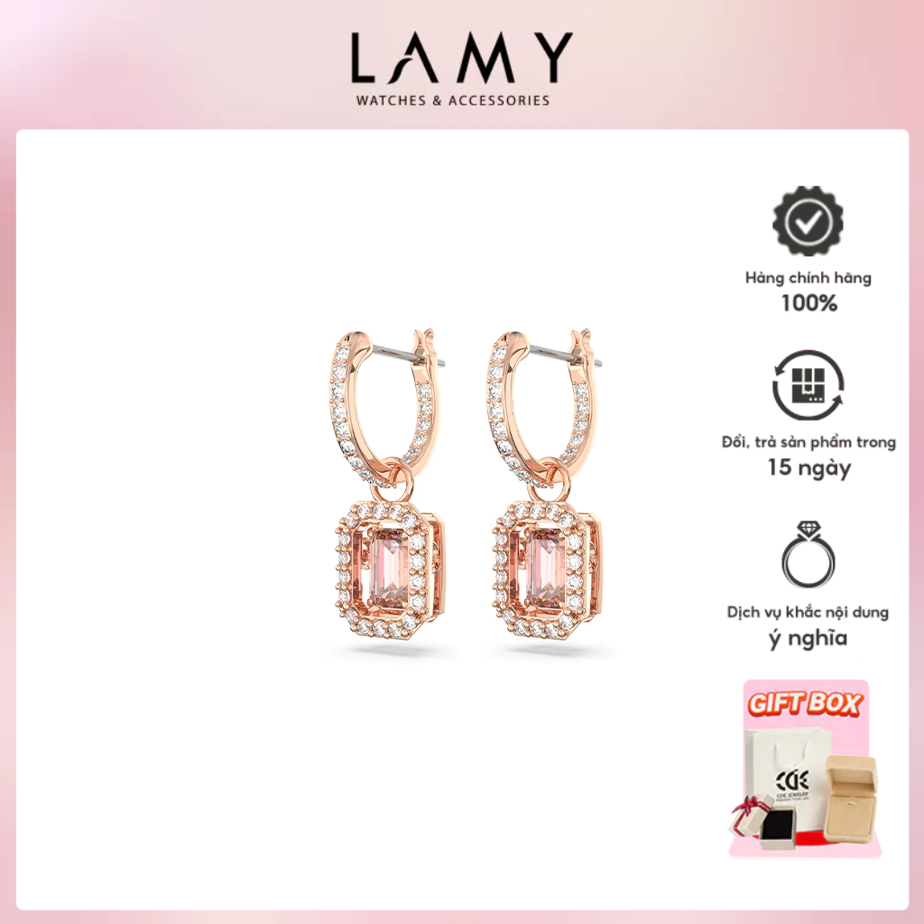 ต่างหูผู้หญิง LAMY Pink Millenia Drop Octagon Cut Rose Gold ต่างหู 3075