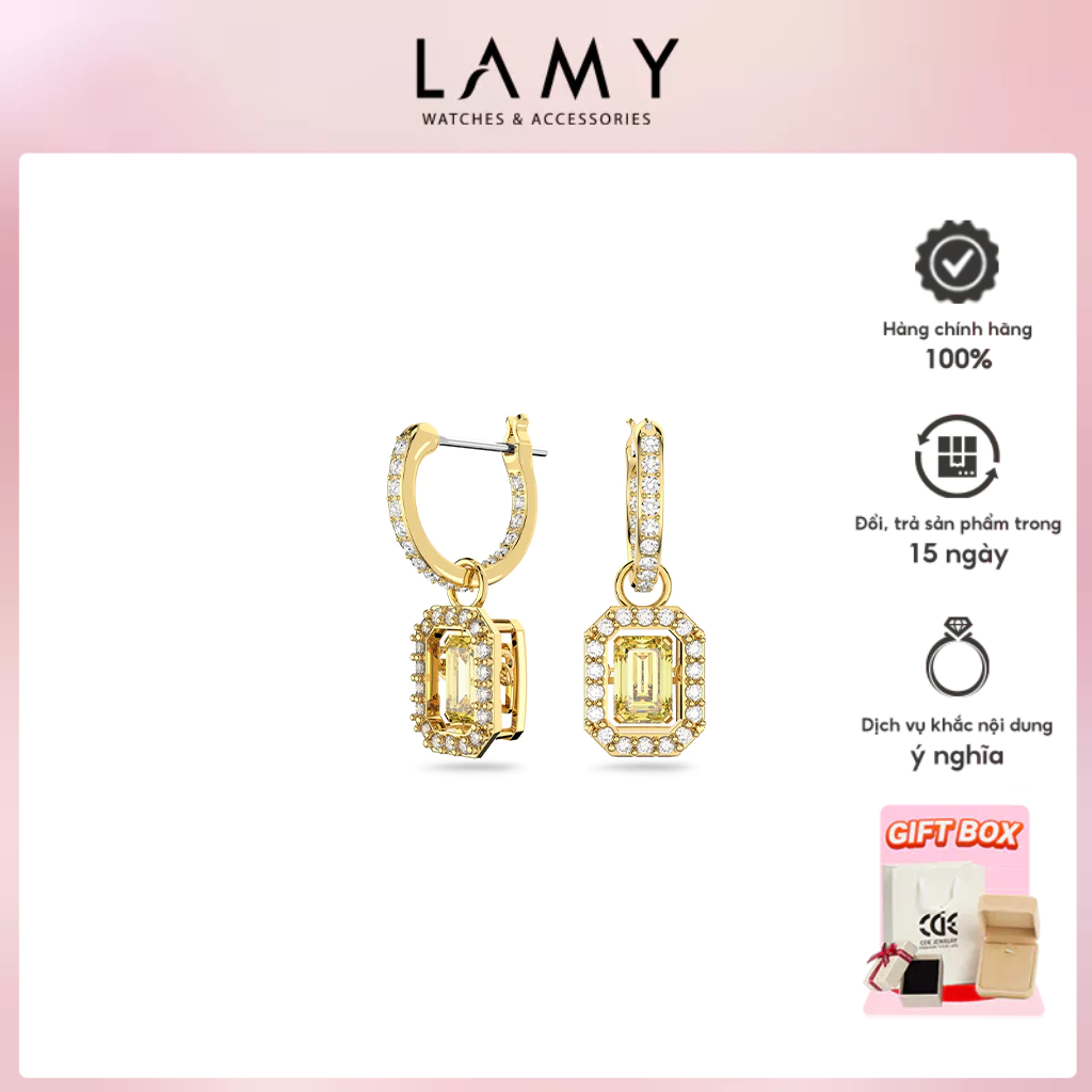 ต่างหูผู้หญิง LAMY Yellow Millenia Drop Octagon Cut Gold ต่างหู 3075