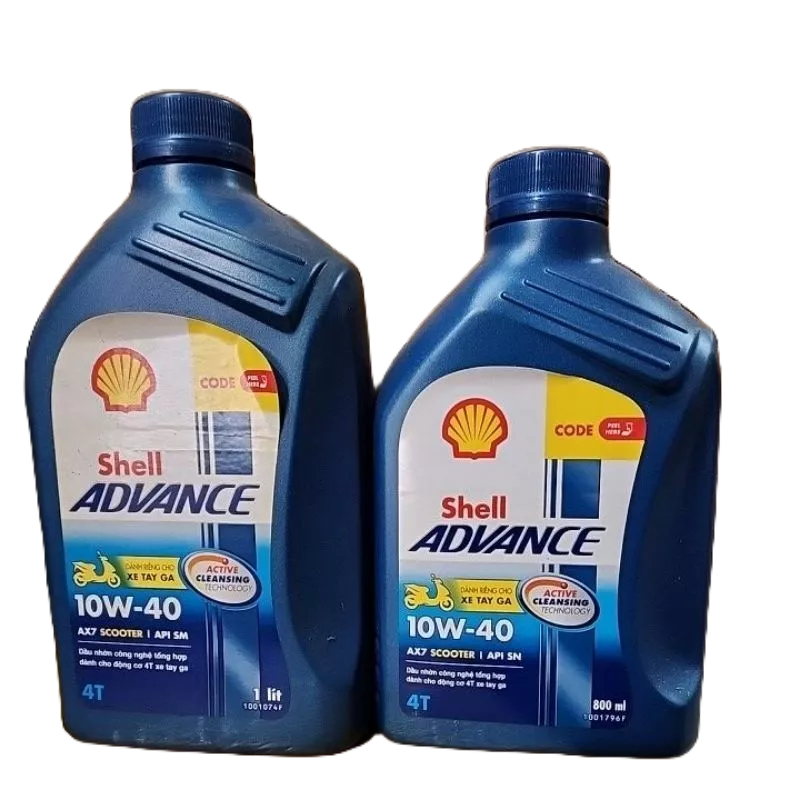 น้ํามัน Shell Advance AX7 10W40 สําหรับเปลือก AX7 10W40 สกู๊ตเตอร์ 800ml หรือ 1L