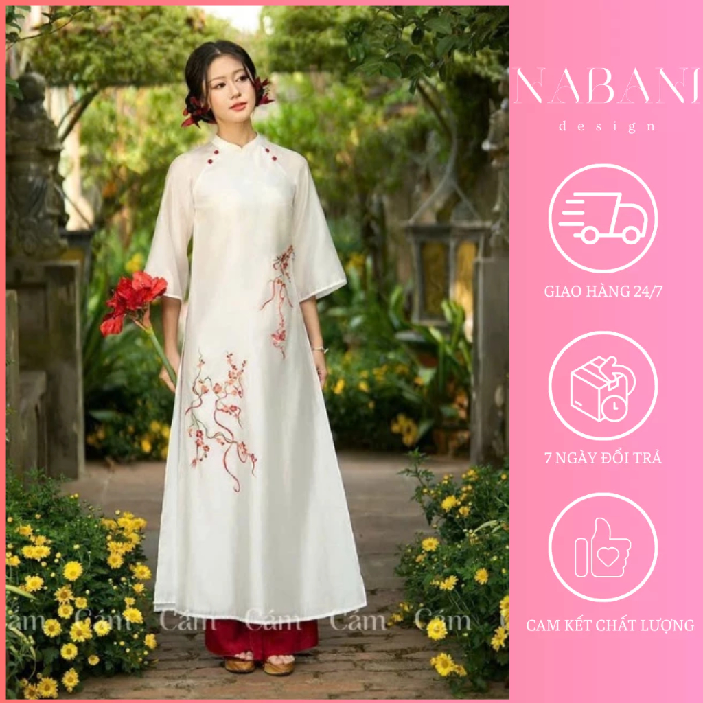 N18 [QT 8/3] Modern ao dai, ao dai ออกแบบด้วยวัสดุผ้าไหมปักคุณภาพสูง - Nabani Design - ND25.30