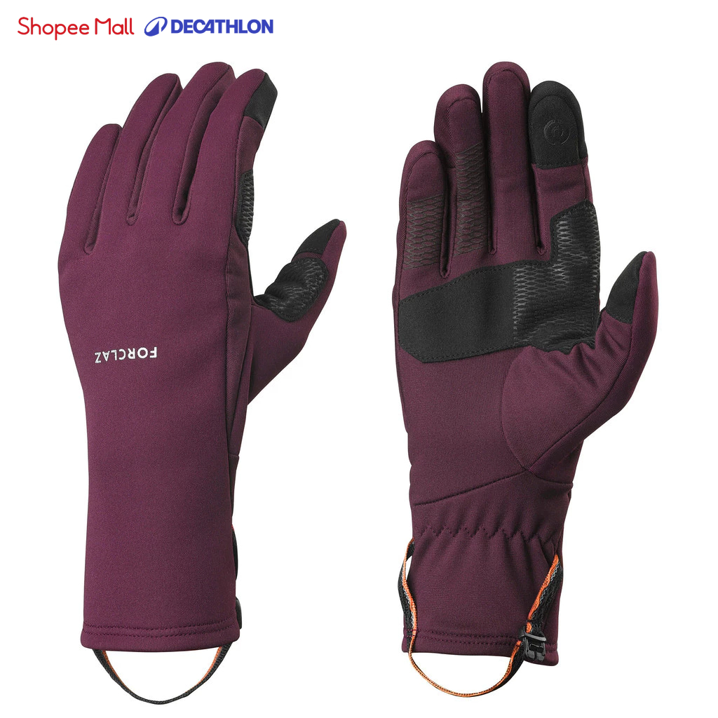 ถุงมือปีนเขาปิกนิกเข้ากันได้กับหน้าจอสัมผัส mt500 สีแดง DECATHLON รหัส forclaz 8749757