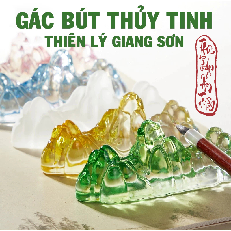Luu Ly Thien Ly Giang Son Glass Pen Stand - ขาตั้งปากกาแบบประดิษฐ์ตัวอักษร Paperweight ทําจากกระจกสําหรับงานหนัก
