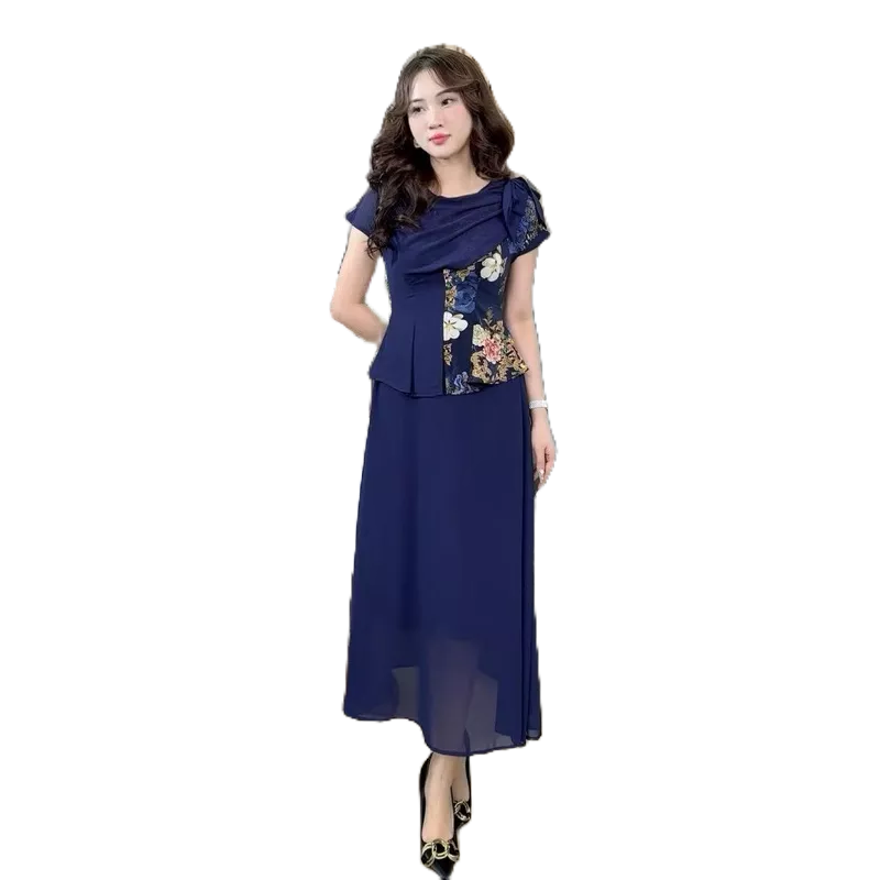 เดรสยาวกลาง [ Lin ] (LT 2760) งานอเนกประสงค์สุดหรู, ออกนอกบ้าน, ชุดปาร์ตี้สําหรับสุภาพสตรี U40 U50