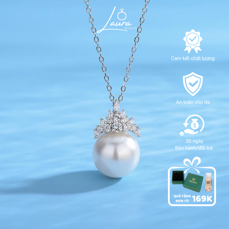 สร้อยคอเงินแท้ผู้หญิง Laura สร้อยคอผู้หญิงพร้อมจี้หินและมุก Tami Laura Jewelry LJD0309