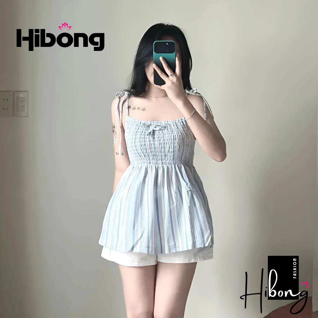 Babydoll Tie-Shoulder สองชิ้นเสื้อริบบิ้นลาย Brocade ผ้าลินิน BM253, HIBONG ผู้หญิงจําลอง Shrug เสื้อยืด
