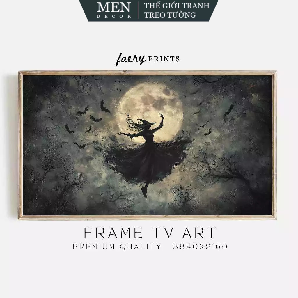 ภาพวาดติดผนัง, Halloween Frame TV Art Witchy Art for Frame TV (194) พิมพ์ตามขอ มาพร้อมเล็บแขวนภาพ