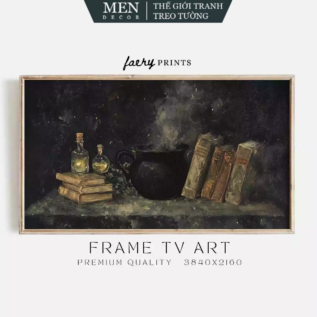 ภาพวาดติดผนัง, Halloween Frame TV Art Witchy Art for Frame (193) พิมพ์ตามขอ มาพร้อมเล็บแขวนภาพ