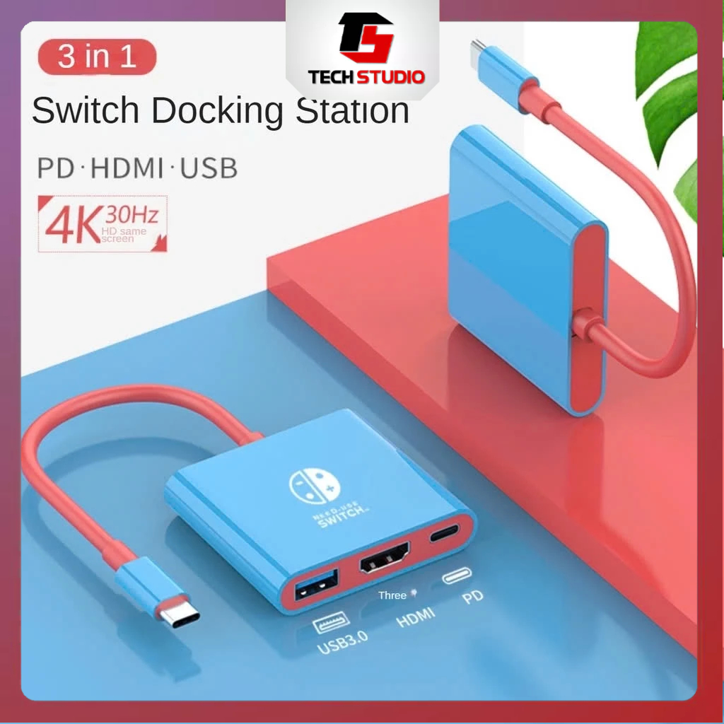 NINTENDO SWITCH ฮับแปลง 3-in-1 HDMI USB C Type C TV 60hz USB3.0 PD ชาร์จใหม่ได้