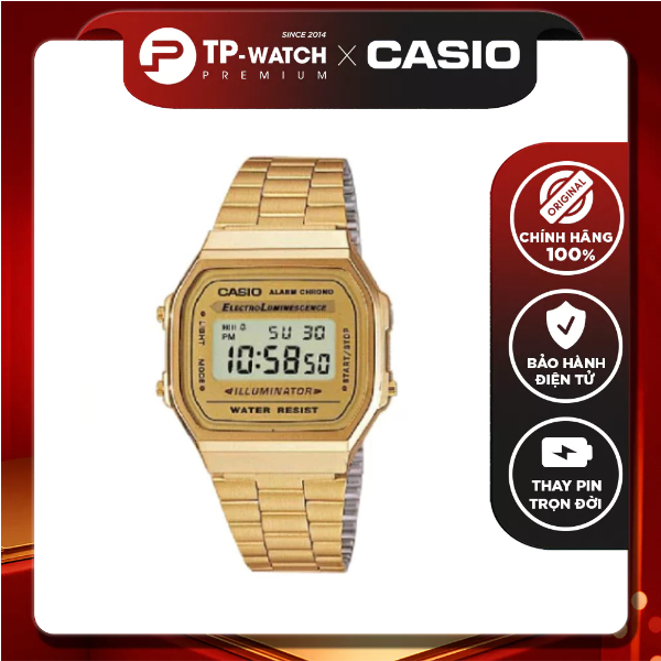 ของแท้ Casio Standard A168WG-9WDF สายเหล็กนาฬิกาผู้ชาย A168WG-9W