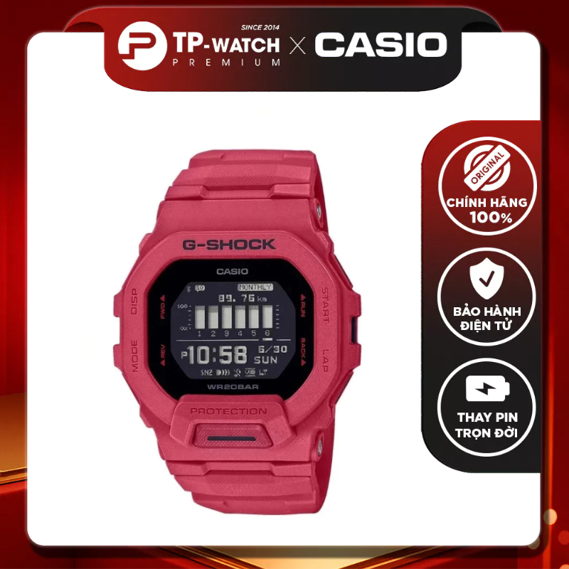 Casio G-Shock GBD-200RD-4DR นาฬิกาข้อมือผู้ชายสายพลาสติก - GBD-200RD-4 Bluetooth