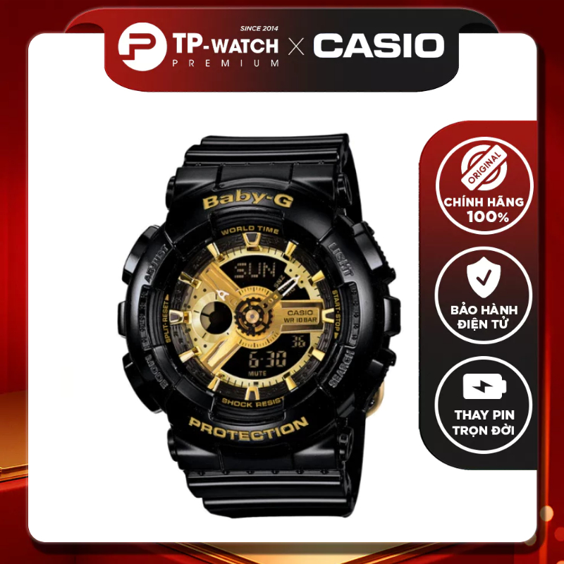 ของแท้ Casio Baby-G BA-110-1A นาฬิกาผู้หญิงสายพลาสติก - BA-110-1ADR