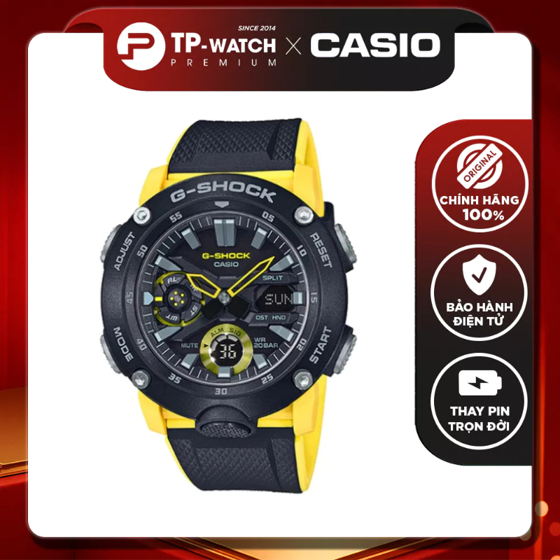 Casio G-Shock GA-2000-1A9 นาฬิกาข้อมือผู้ชายสายพลาสติก - GA-2000-1A9DR Carbon Core