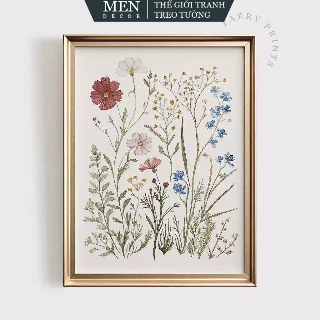 ภาพวาดติดผนัง ดอกไม้ป่า PRINTABLE Art Vintage FaeryPrints (438) พิมพ์ขอขึ้น มาพร้อมเล็บแขวนภาพ
