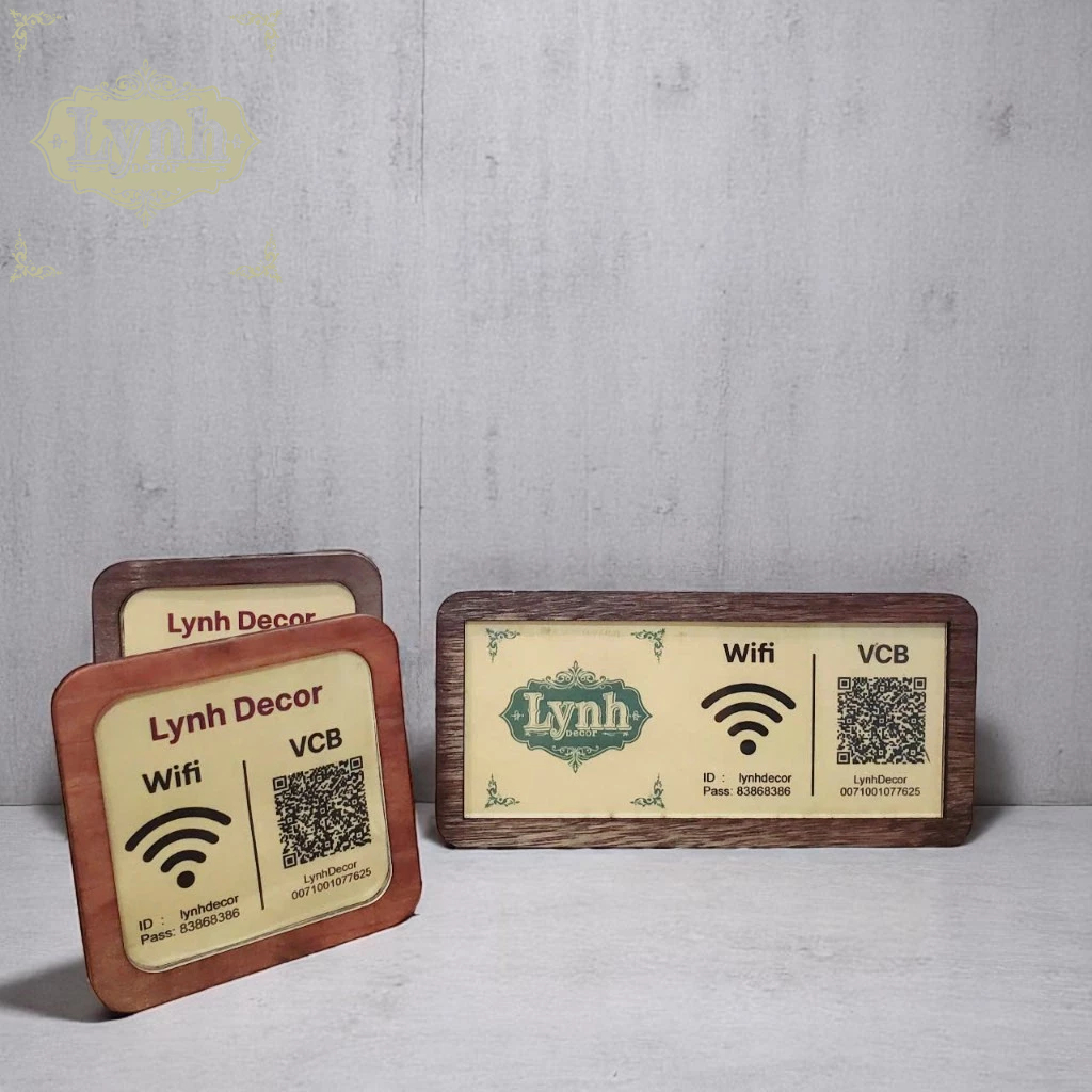 บอร์ดข้อมูล QR ชําระเงิน - ดีไซน์ฟรี LynhDecor | กระดานไม้ Wifi กระดานไม้พิมพ์ข้อมูลเมนู QR