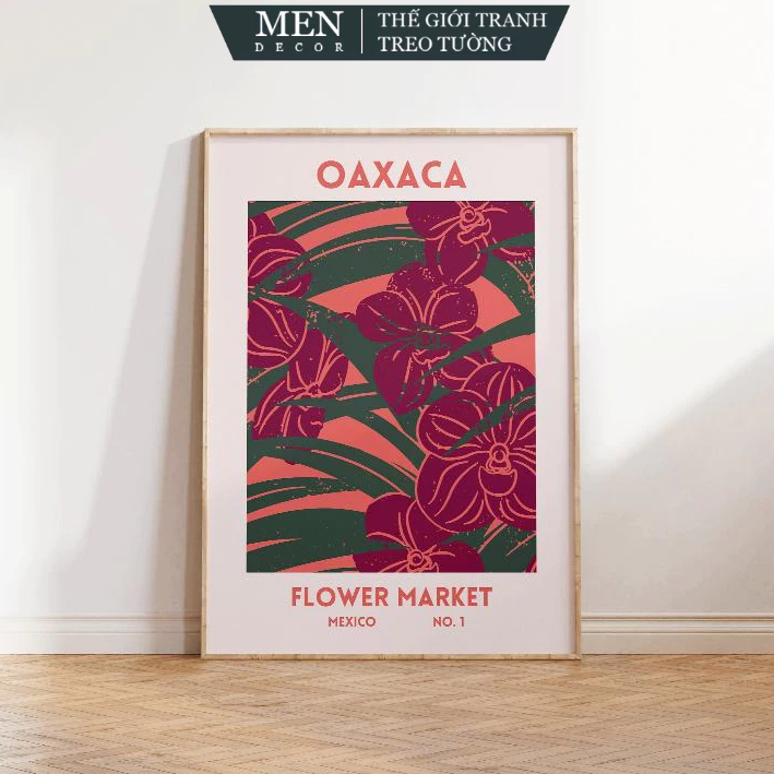 ภาพวาดติดผนัง โปสเตอร์ Oaxaca Mexico Floral Decor ตลาดดอกไม้ พิมพ์ขอ มาพร้อมเล็บแขวนรูปภาพ (562)