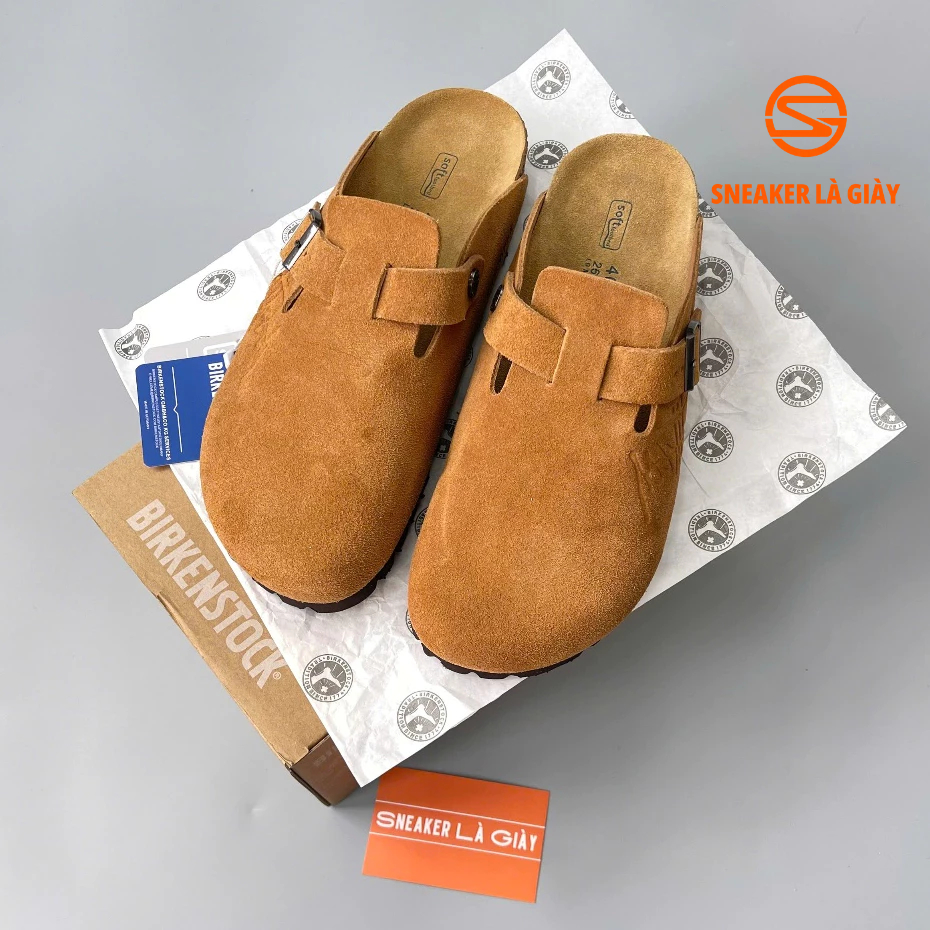 Birkenstock Boston Clog Stussy Caramel Fullbox Sandals - คุณภาพสูง EDITION