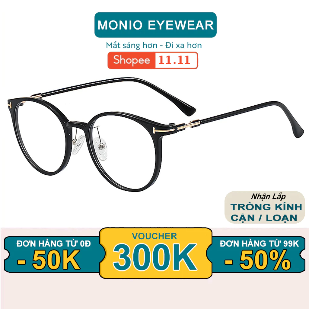 โมนิโอ 9898 กรอบแว่นตาทรงกลมสําหรับผู้ชายและผู้หญิงวัสดุโลหะเครื่องประดับแฟชั่น