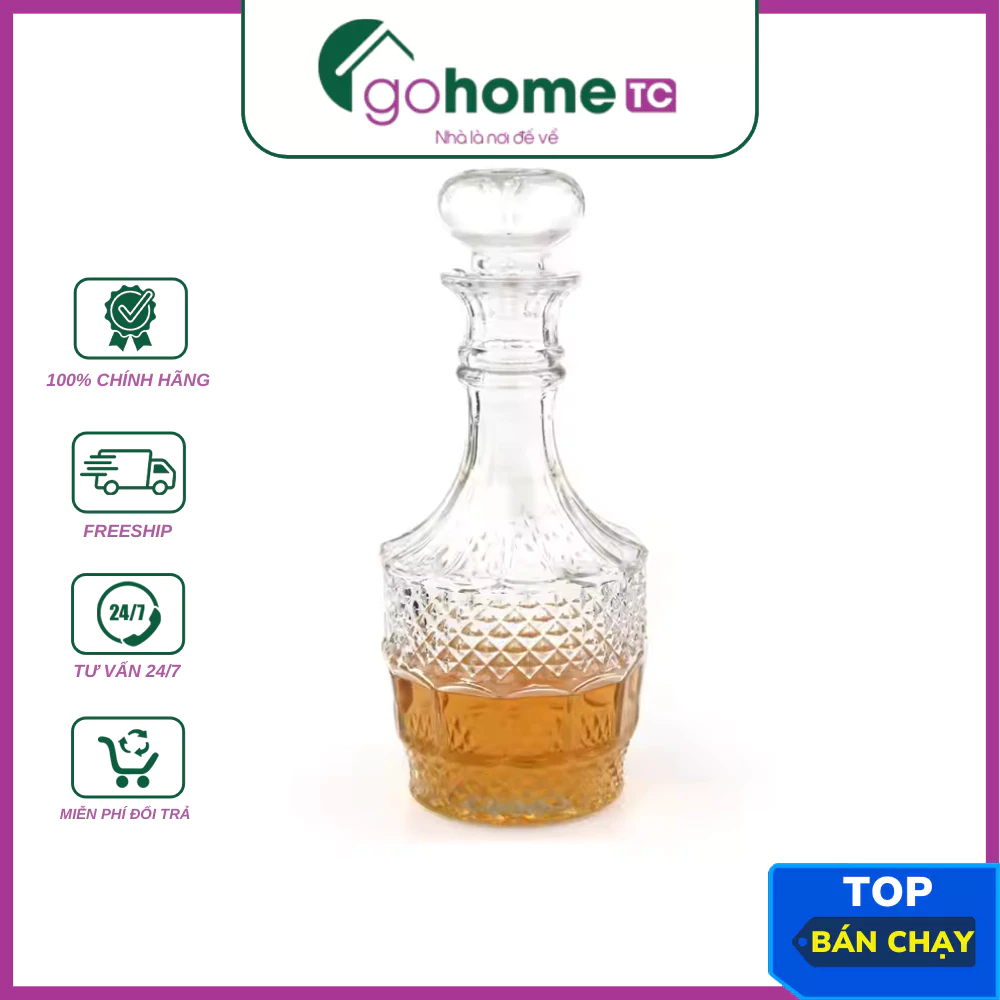 ขวดไวน์แก้วคริสตัล RP82 GoHome TC 2114 - ดีไซน์หรูหรา ความจุ 820 ml