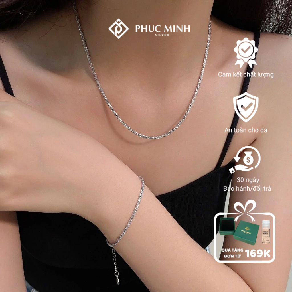 PMS ชุดของขวัญเครื่องประดับเงิน Katy Puc Minh สร้อยคอสร้อยข้อมือประกายเงิน