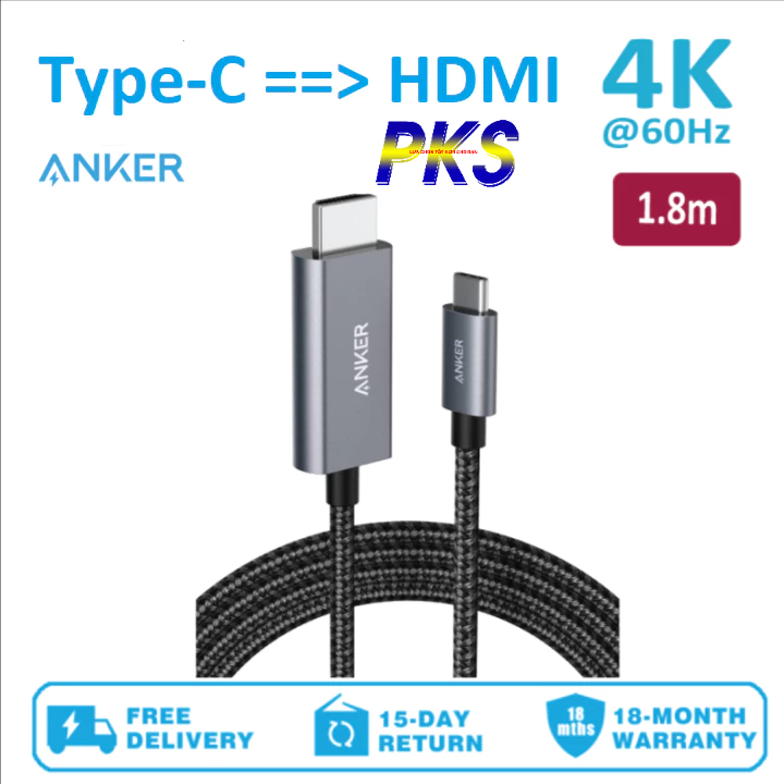 สาย Anker USB-C to HDMI 1.8m/6ft Nylon 60Hz Anker A8730