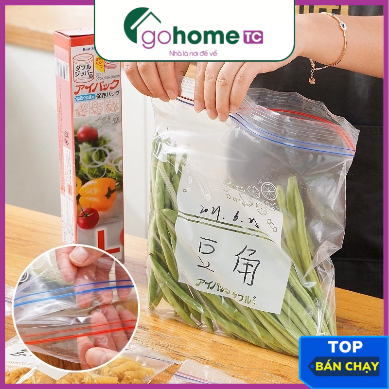 ถุงเก็บอาหารแบบซิป ไซส์ M (15 แผ่น/กล่อง) GoHome TZBQTPSM สะดวกทุกครอบครัว