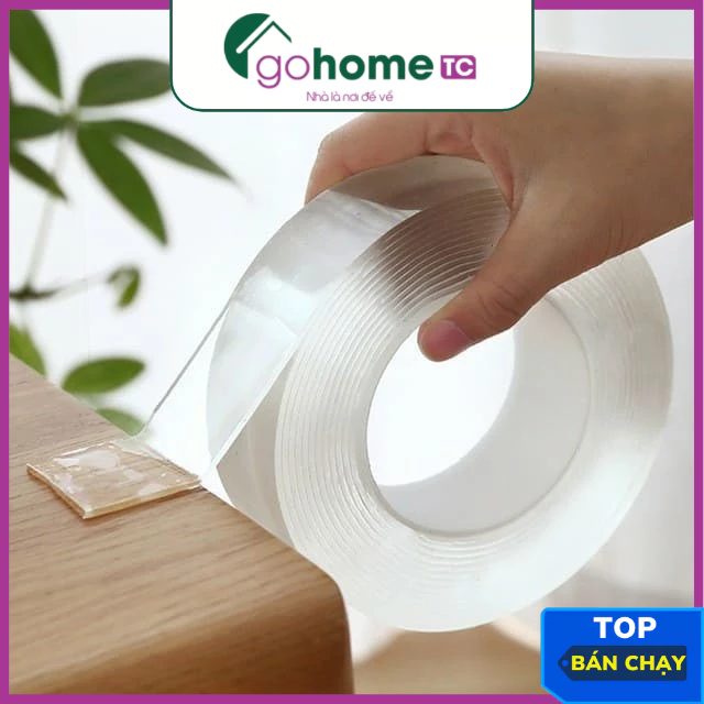 GoHome BD2M5MLM เทปกาวสองหน้าแบบบาง 3 ม. 5 ม. เหนียวสุดๆ ใช้งานง่ายทุกความต้องการ