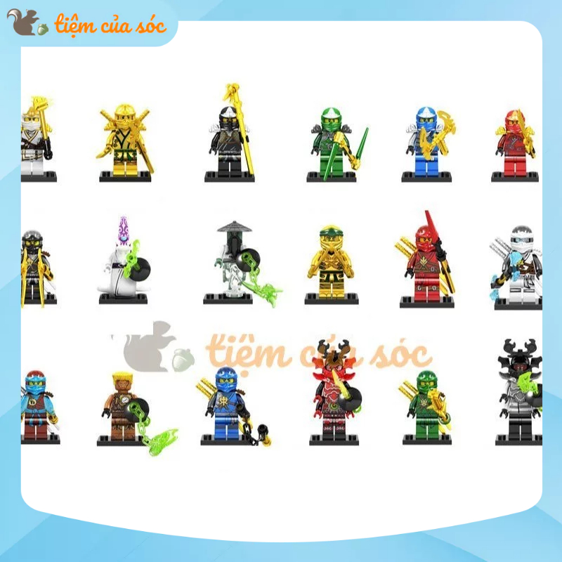 Lego ninjago minifigures ของเล่นพร้อมฐานตัวละคร Kai Jay Sensei Wu Master