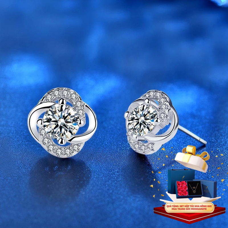 Puc Minh Jewelry ต่างหูเงินผู้หญิงหรูหรา 8H8A navita moissanite เพชร PMJ0228