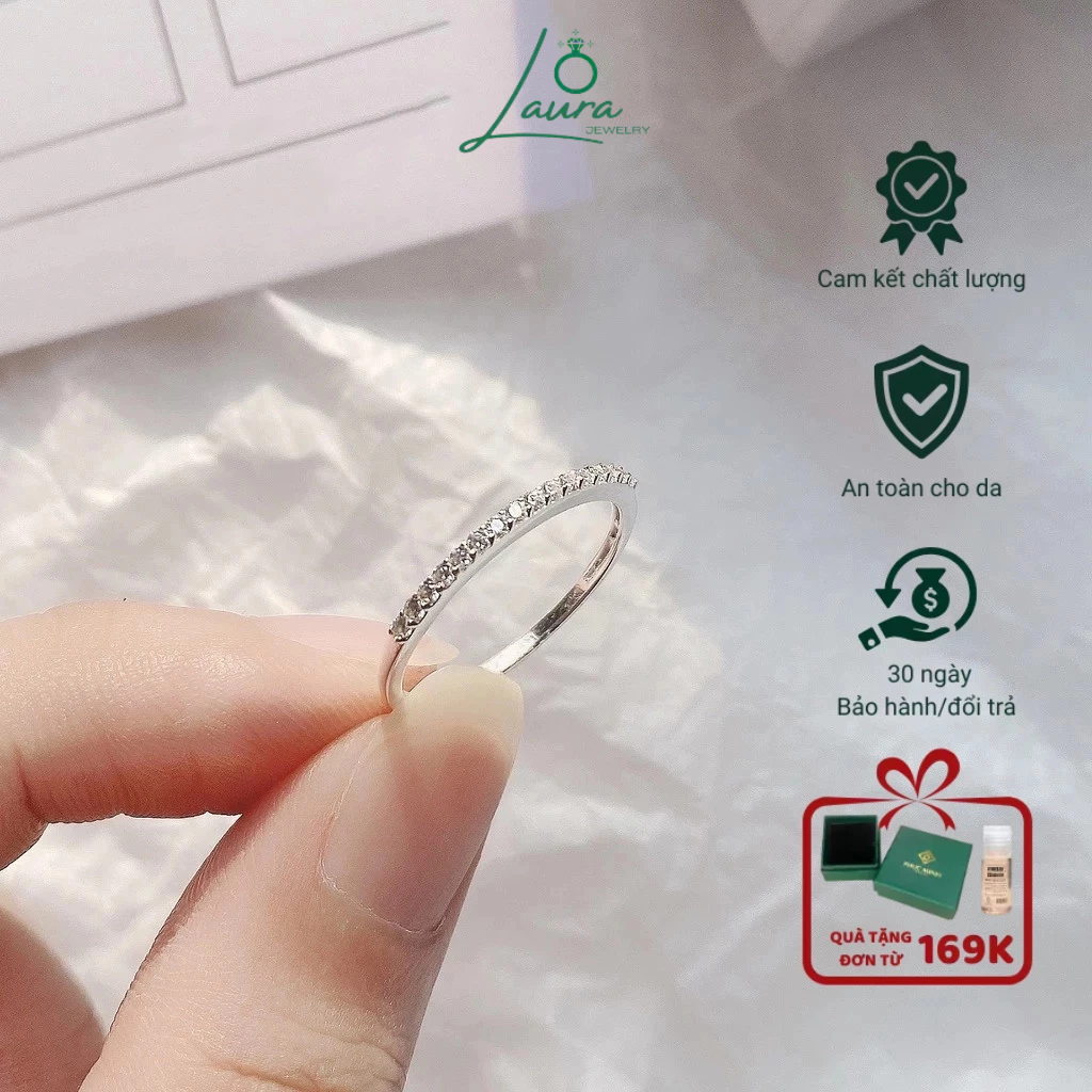 Laura Jewelry แหวนเงินผู้หญิงแถวหินหรูหรา - แหวนเงิน S925 คุณภาพสูง LS0272