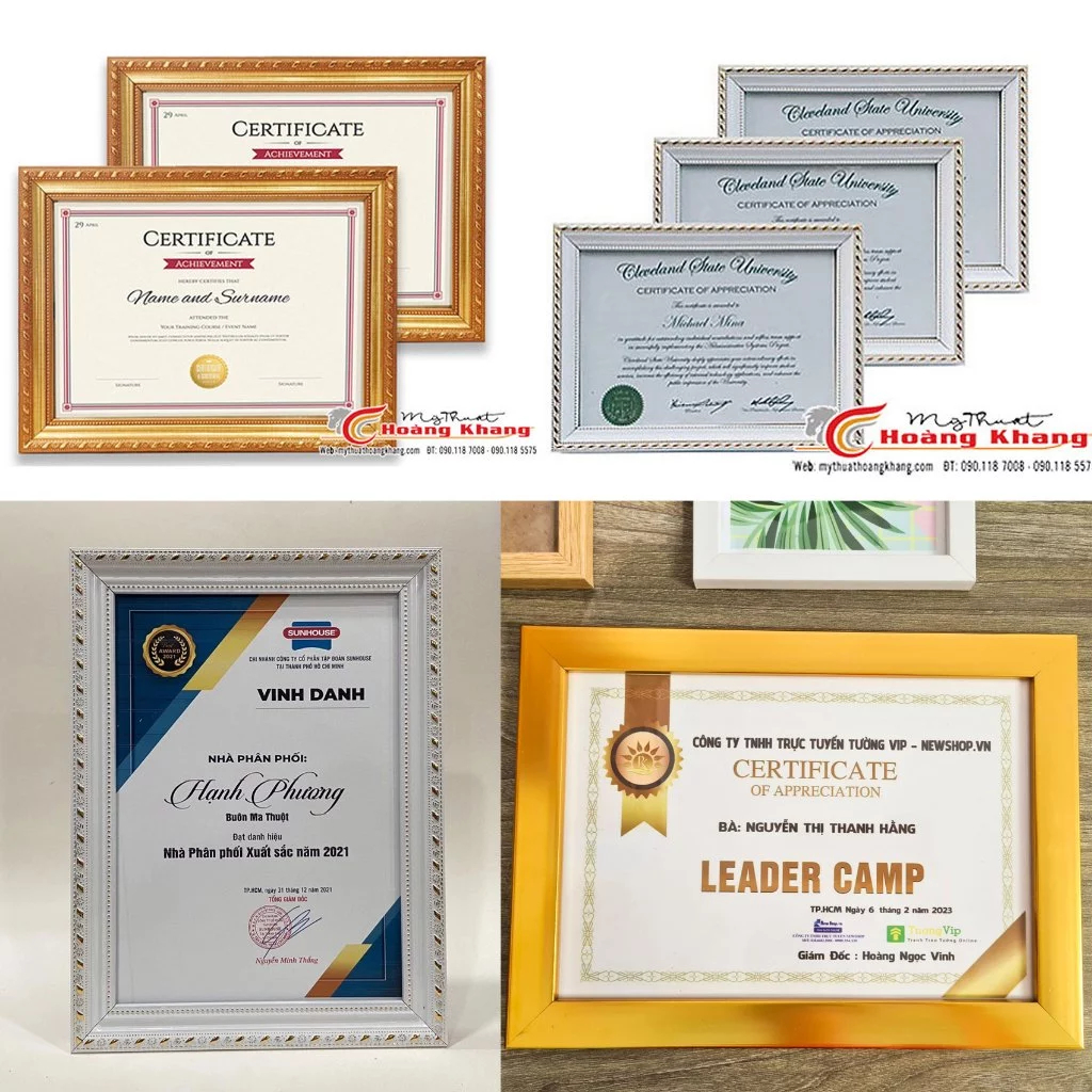 กรอบใบรับรอง A4(21CM x 30CM), A5(15CM X 21CM) พื้นผิวไมกาบาง (พลาสติก) ฟรีตะปู 3 ขา